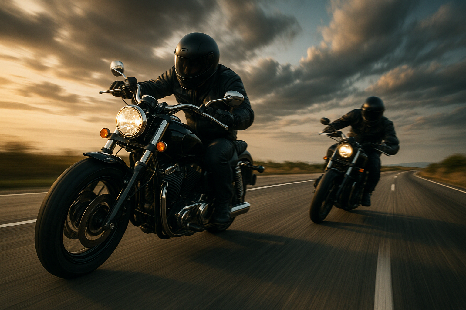 Bikers and roads high speeds